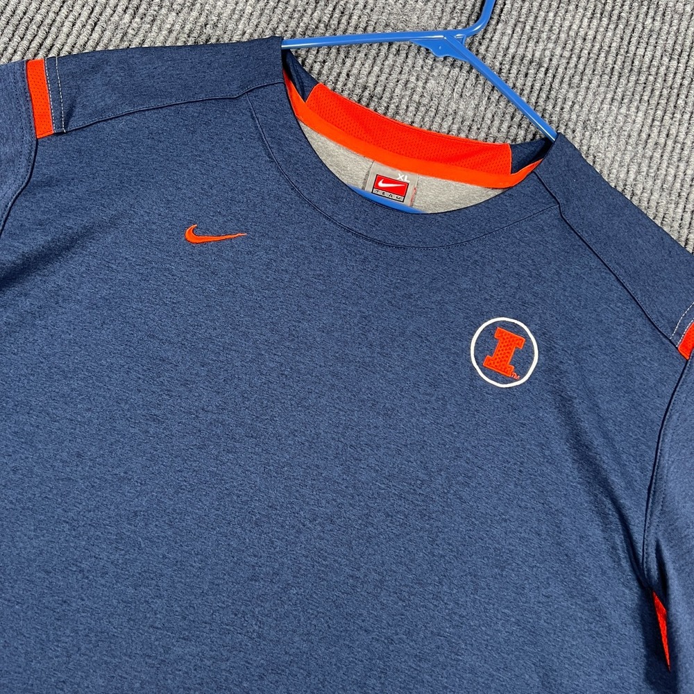 Illinois Fighting Illini Shirt Mens XL Extra Large Blue Short Sleeve Nike Team